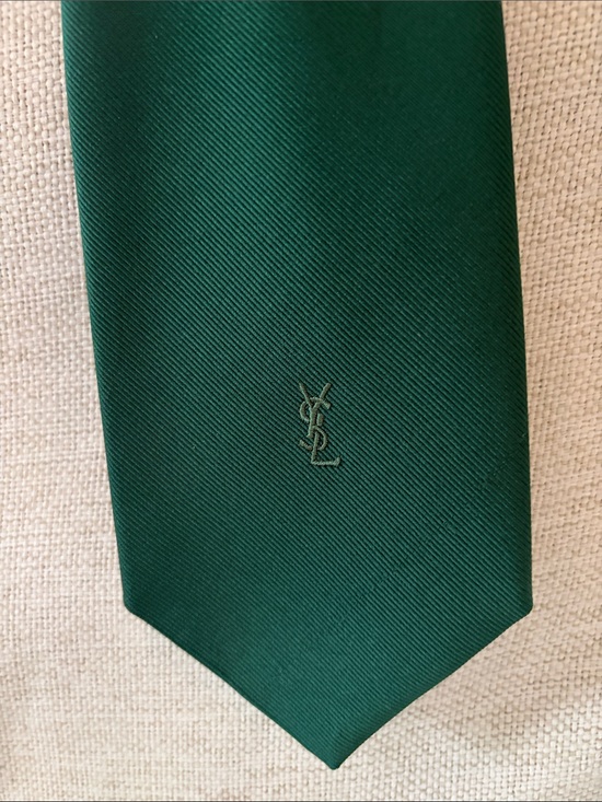 Yves Saint Laurent Other - Yves Saint Laurent Deep Emerald Silk Tie with Monogram